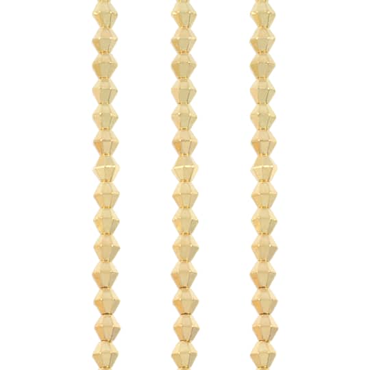 Gold Metal Faceted Bicone Beads, 4mm by Bead Landing™
